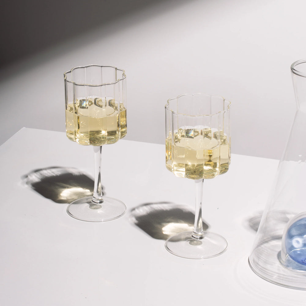 TWO x WAVE WINE GLASSES