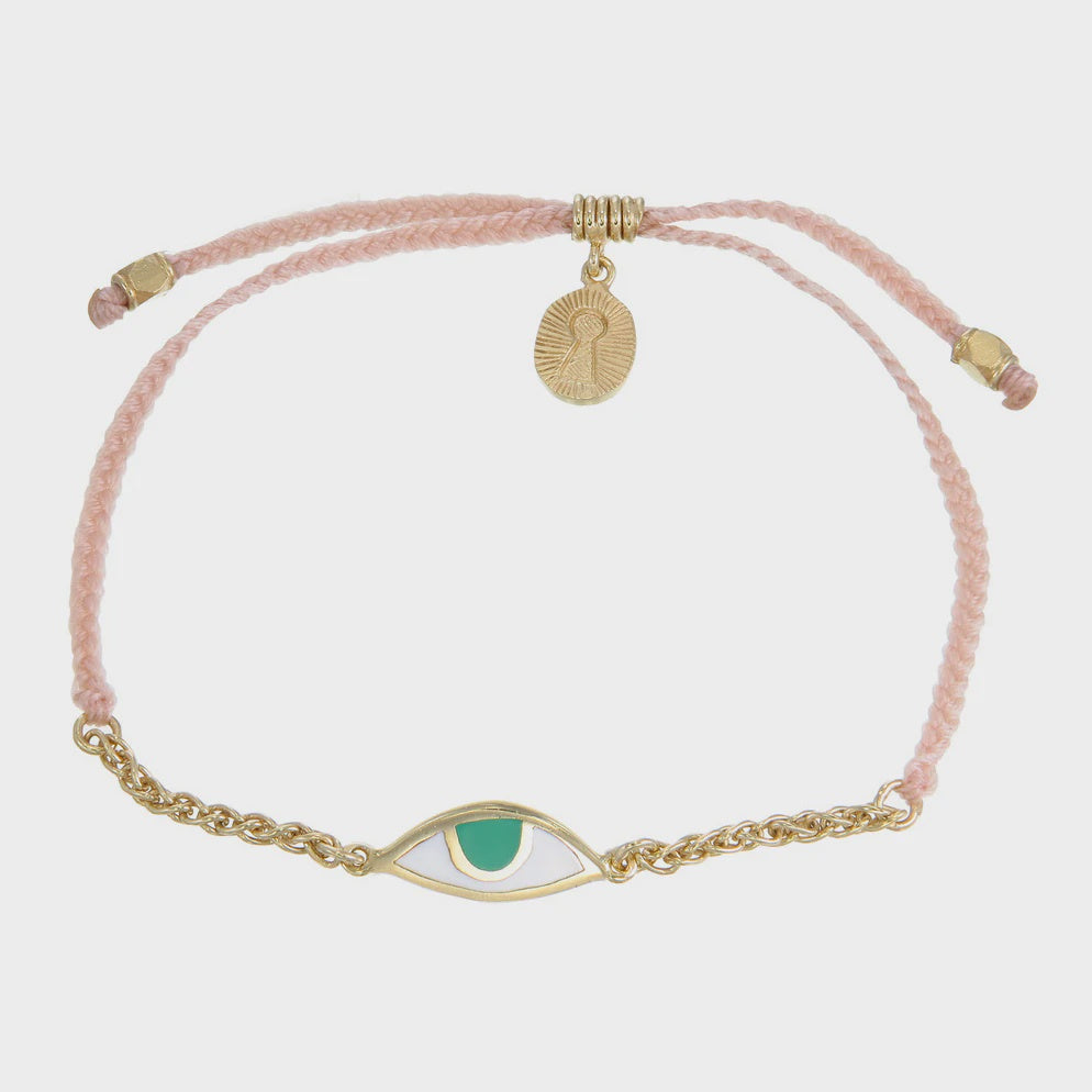 CHAIN & CORD EYE PROTECTION BRACELET - PALE PINK/GOLD