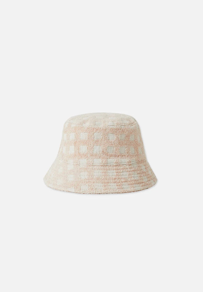 TOWELLING BUCKET HAT - PINK TINT CHECK